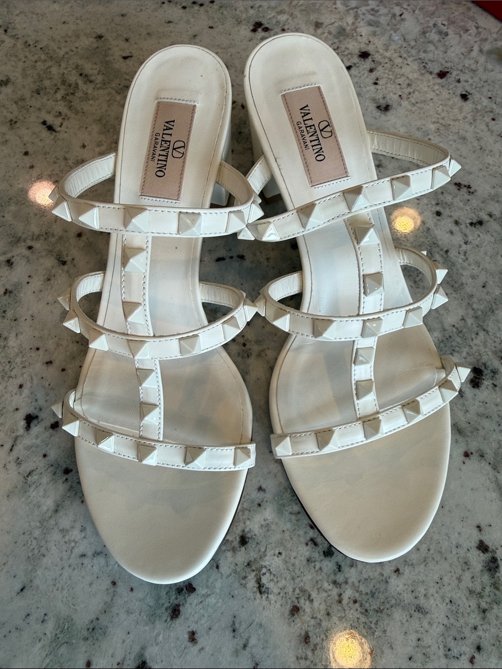Valentino Garavani White Rockstud Multi-Strap Slide Sandals
